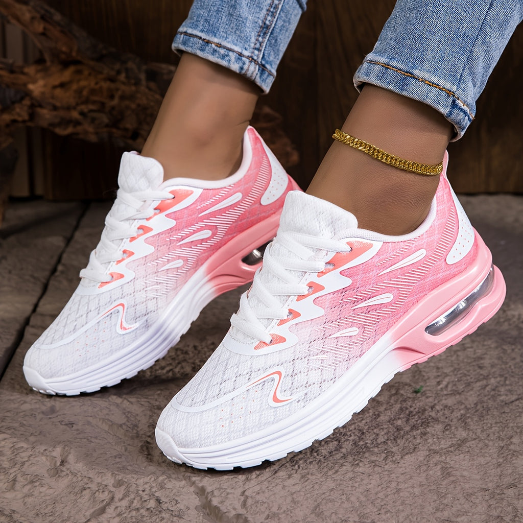 Lightweight Cushioned NonSlip PinkWhite Running Sneakers - IRON GODDESS