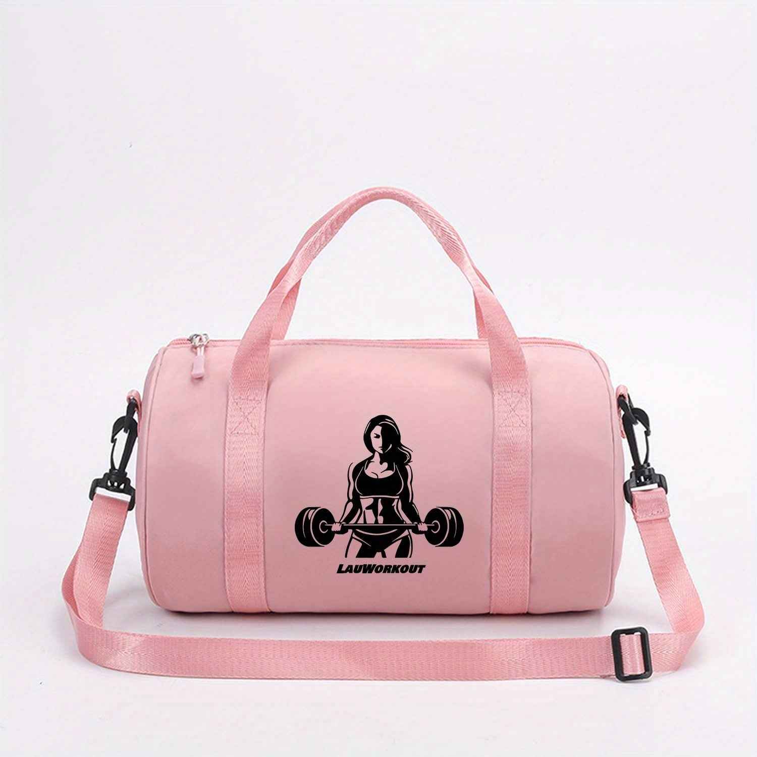 1pc Weightlifting Girl Printed Messenger Bag - Adjustable Strap, Multi-Color Options (Black/Blue/Pink/Red) - Durable Fabric Gym & Dance Bag for Teenager, Casual Outdoor Sports Tote with Top Handle & Shoulder Strap, Street Style Design for Daily Commute, V