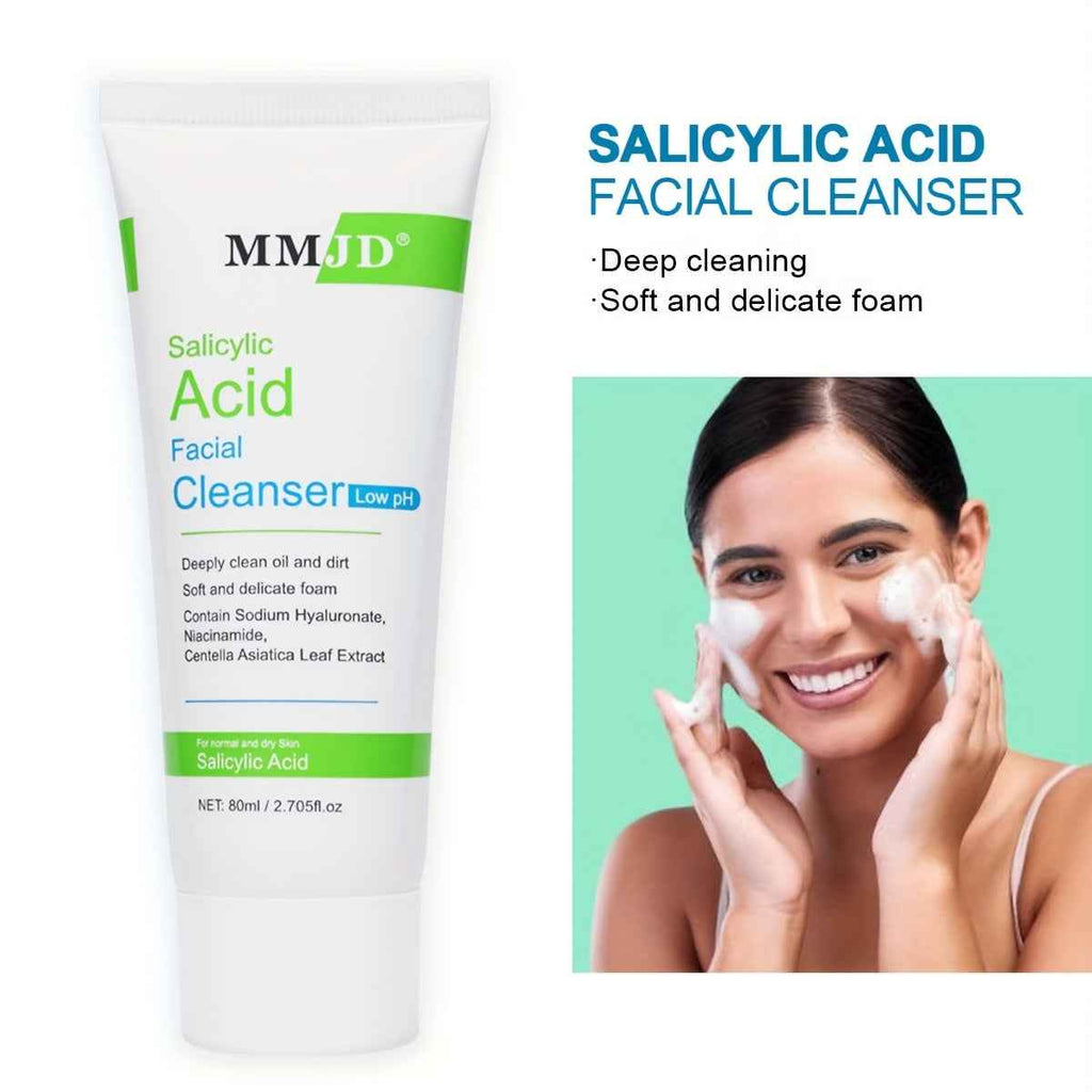 [Deep Cleansing Cleanser] MMJD Salicylic Acid Deep Cleansing Cleanser - 1pc 80ml/2.705fl.oz | Cleansing & Hydrating Foam Cleanser, Glycerol & Salicylic Acid, Makeup Removal, Face Wash, Skincare Routine, Unisex for All Light Beige Types, Fresh Scent, Sleek