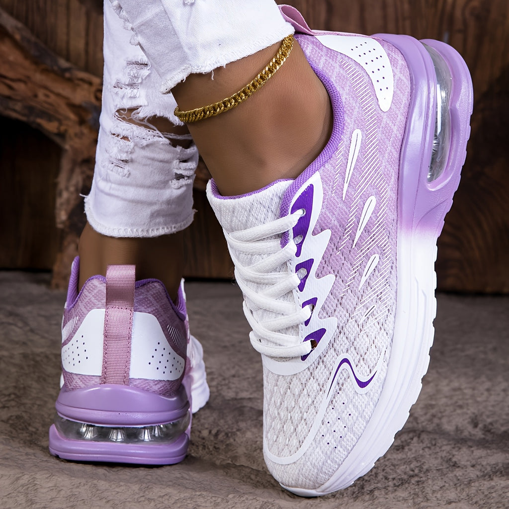 Lightweight Cushioned NonSlip PinkWhite Running Sneakers - IRON GODDESS