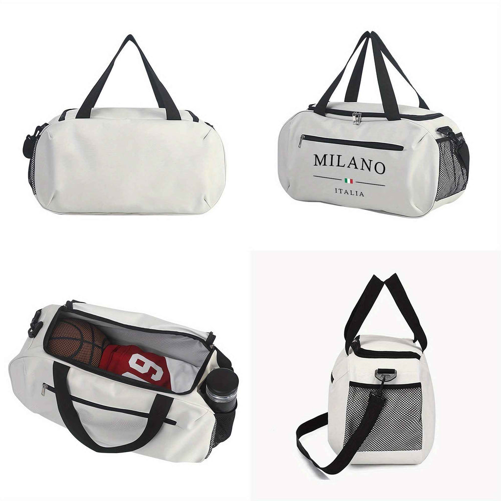 Duffel Bag with MILANO Pattern, Essential Handbag for The Gym, Reinforced Double Handles, Lightweight Oxford Fabric, Suitable for Yoga and Fitness, Machine Washable, Travel Bag, for Teenager