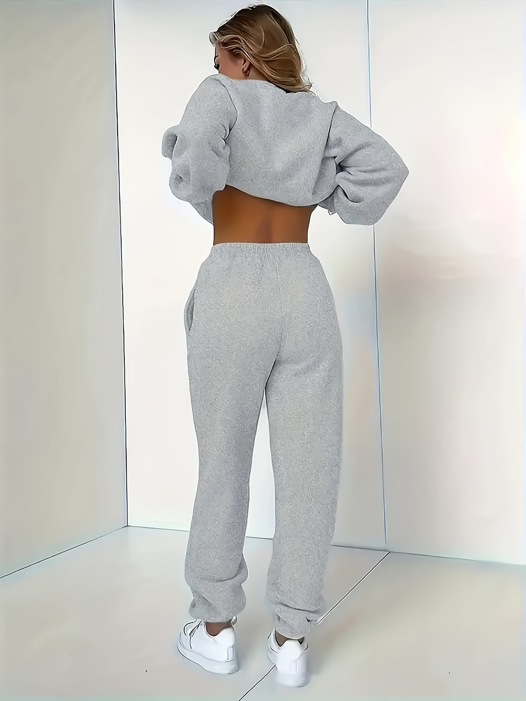 Cozy Geometric FleeceLined Womens Sportswear Set - IRON GODDESS