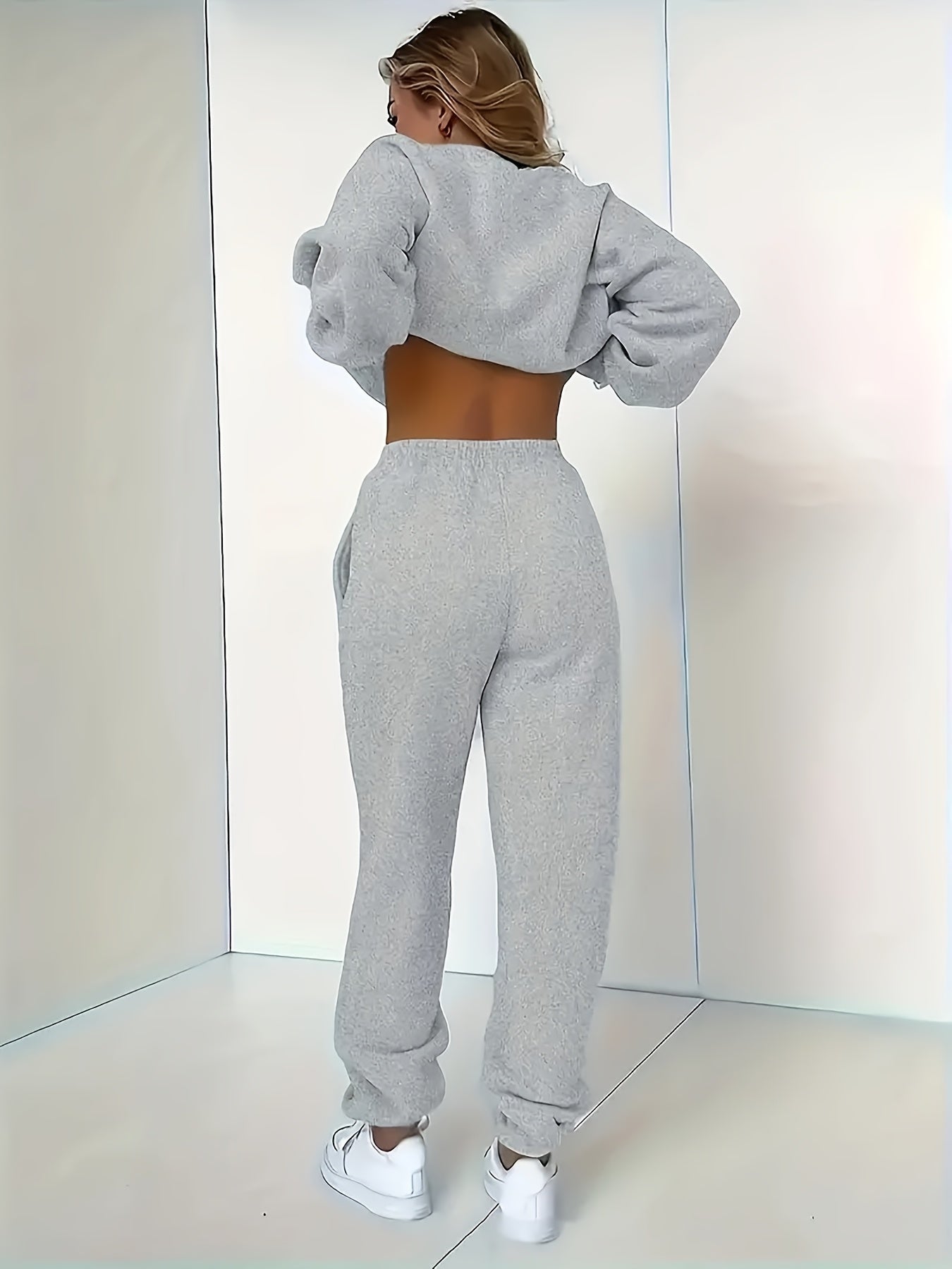 Cozy Geometric FleeceLined Womens Sportswear Set - IRON GODDESS