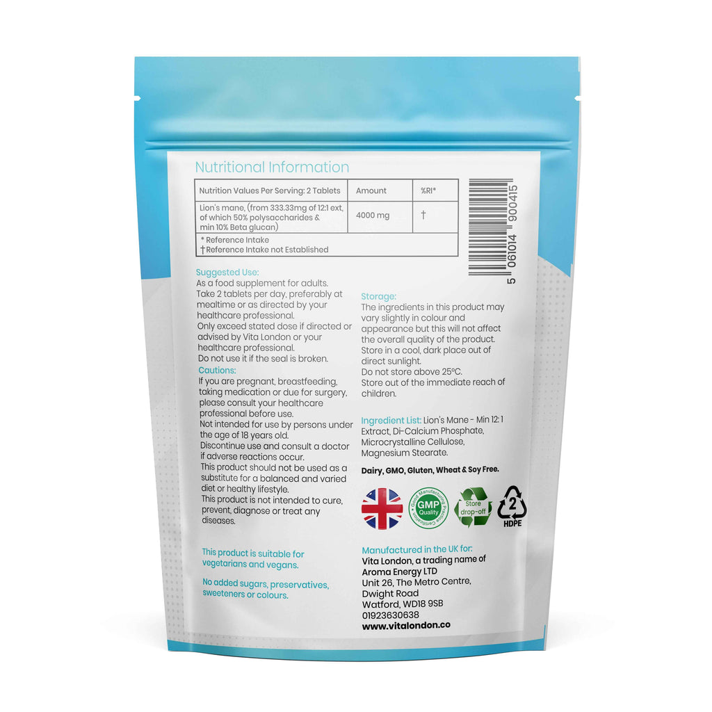 5pk Supplement Bundle - Turmeric, Ginger, Black Pepper - Magnesium Glycinate - Ashwagandha KSM-66 - Lions Mane Mushroom - Vitamin C & Zinc Tablets / Capsules (Not Gummies Or Powder) - Vegan - Gluten Free - Adult - UK - Vita London - Supplements - Vitamins