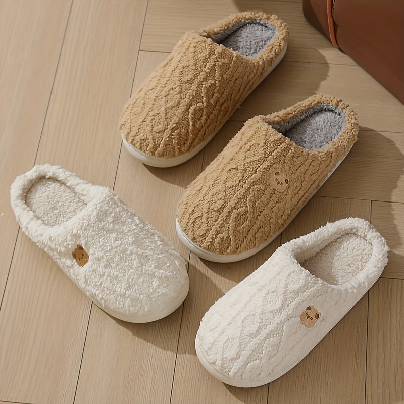 Couples Cozy Bear Fleece Slippers Soft Plush IndoorOutdoor Comfort - IRON GODDESS