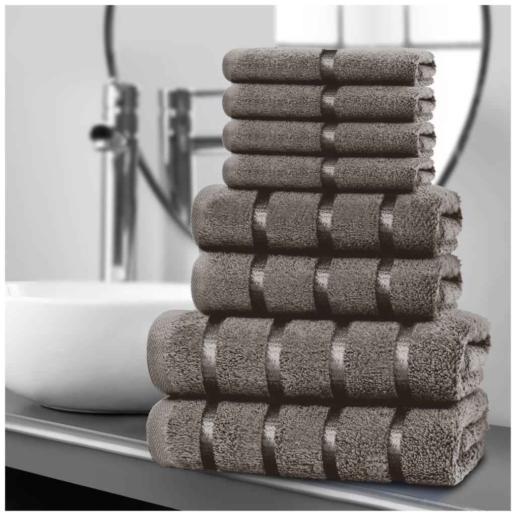 8pcs Egyptian Cotton Towel Set | Quick-Drying & Highly Absorbent | Includes 4 Face, 2 Hand, 2 Bath Towels | Sophisticated Boston Design | 15 Elegant Colours | Machine Washable