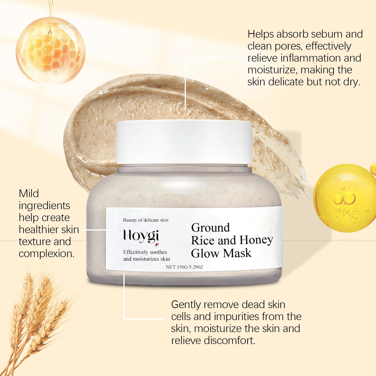 Hoygi Honey Rice Mud Mask Pore Purifying Brightening Oil Control - IRON GODDESS