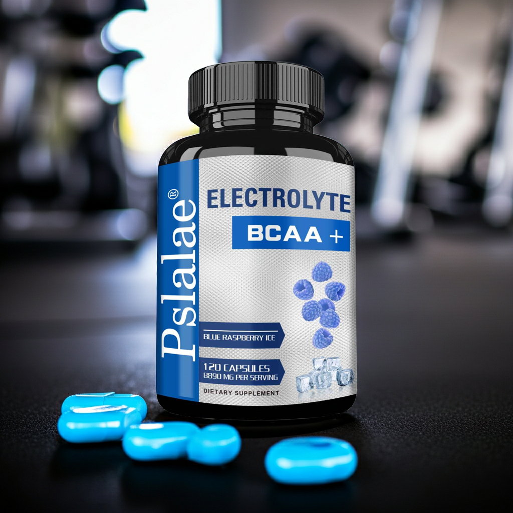120 Capsules BCAA Supplement with Electrolytes - & Growth Support, Post-Workout Performance Enhancer, Brain Function & Booster, Gluten-Free & Dairy-Free, Blueberry Flavor, BCAA (Branched-Chain Amino Acids) for Gym, Athletic Training & Daily Use