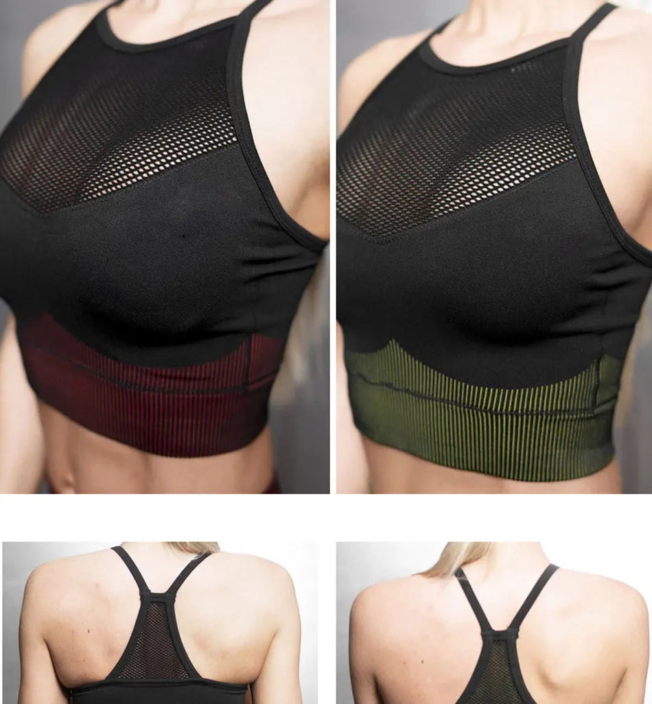 Women's Seamless Yoga Suit Sportswear Fitness Sport For Women Net Bra Gym Running Set Costume Yoga Sports High waist Leggings - IRON GODDESS