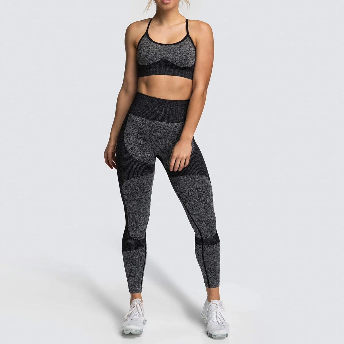 2pc/Set Seamless Yoga Set Women Fitness Clothing Sports Suits Sportswear Gym Leggings Padded Strappy Sports Bra Workout Set - IRON GODDESS