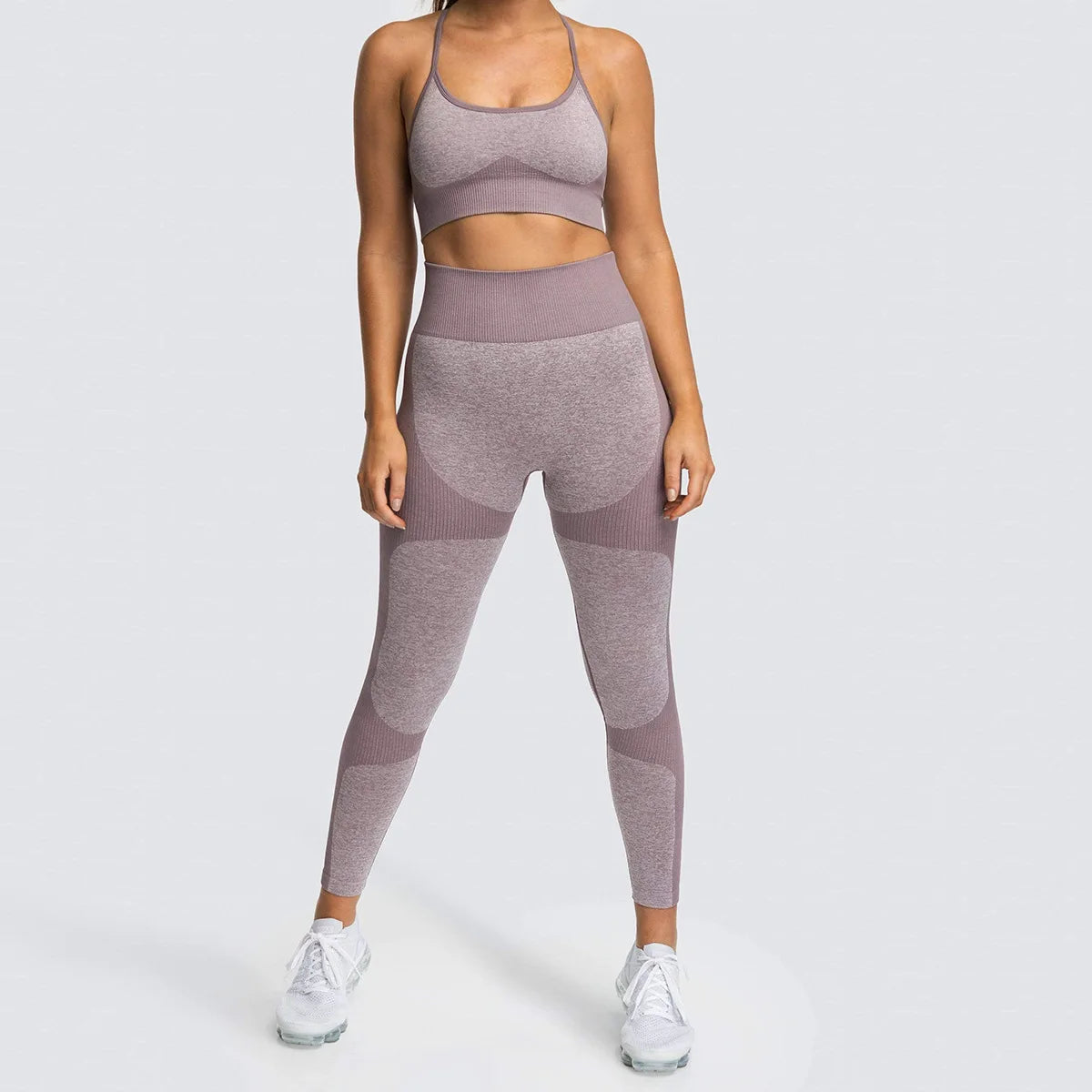 2pc/Set Seamless Yoga Set Women Fitness Clothing Sports Suits Sportswear Gym Leggings Padded Strappy Sports Bra Workout Set - IRON GODDESS
