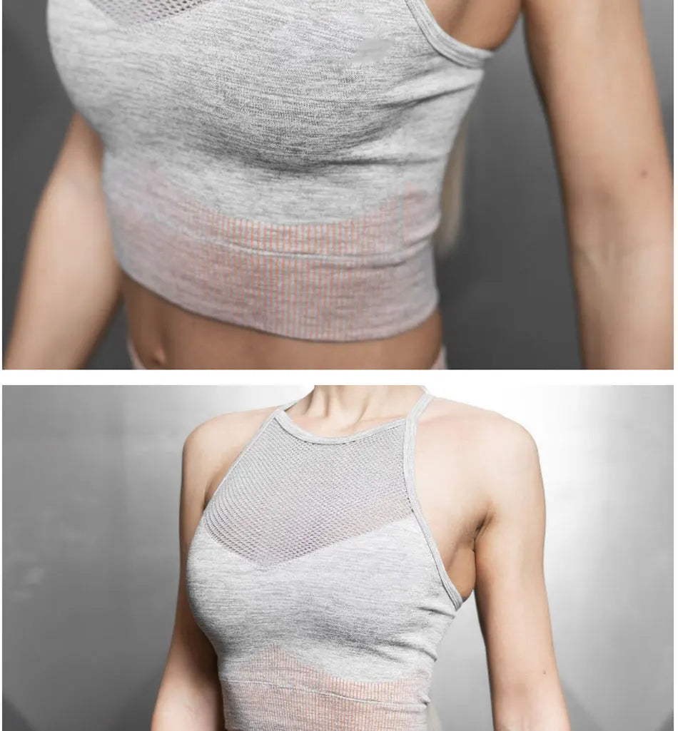 Women's Seamless Yoga Suit Sportswear Fitness Sport For Women Net Bra Gym Running Set Costume Yoga Sports High waist Leggings - IRON GODDESS