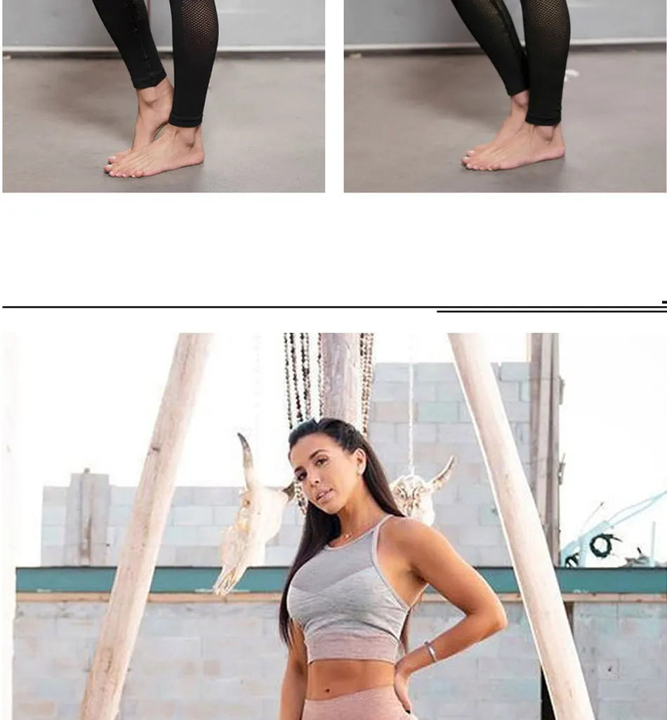 Women's Seamless Yoga Suit Sportswear Fitness Sport For Women Net Bra Gym Running Set Costume Yoga Sports High waist Leggings - IRON GODDESS