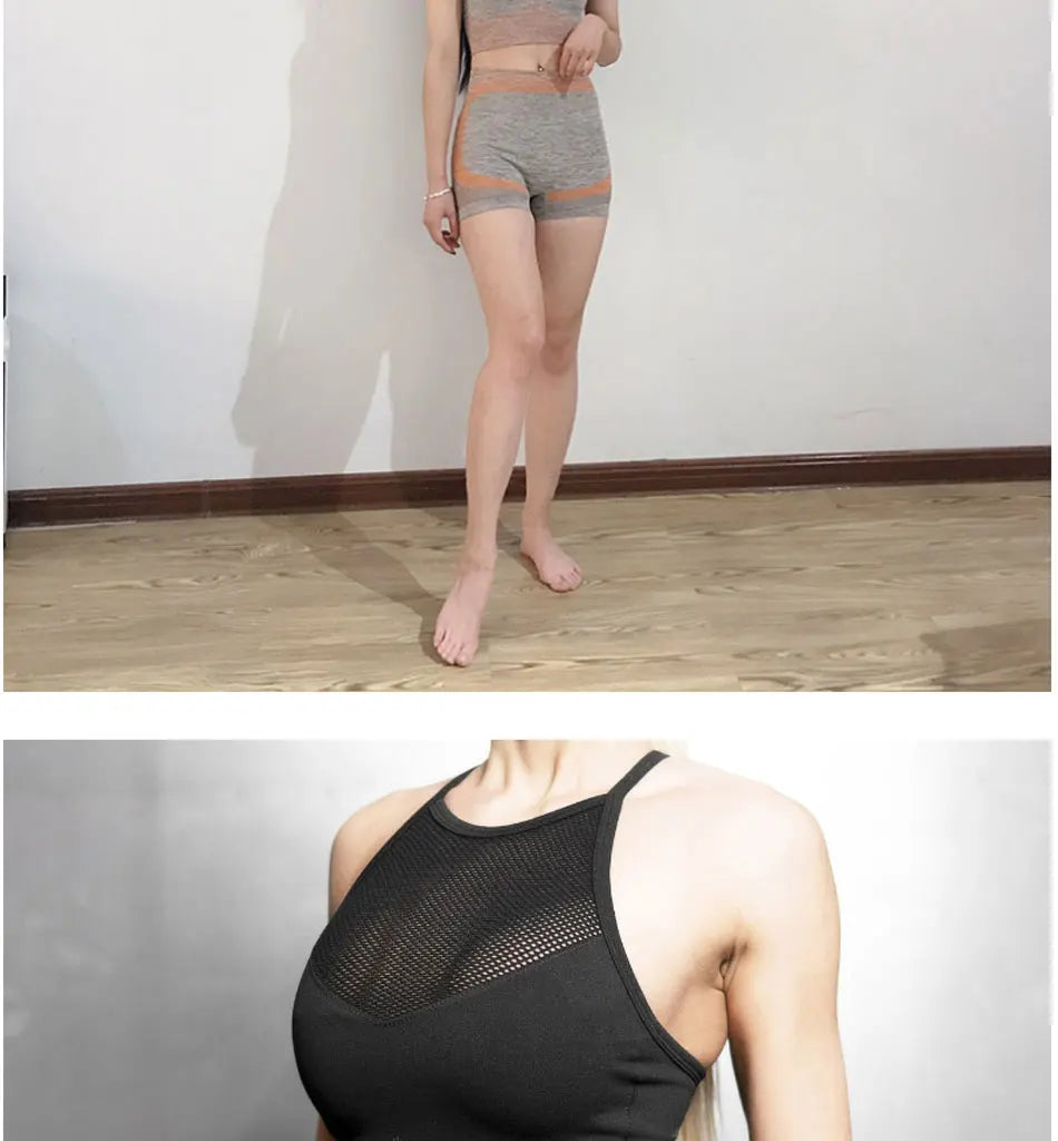 Women's Seamless Yoga Suit Sportswear Fitness Sport For Women Net Bra Gym Running Set Costume Yoga Sports High waist Leggings - IRON GODDESS