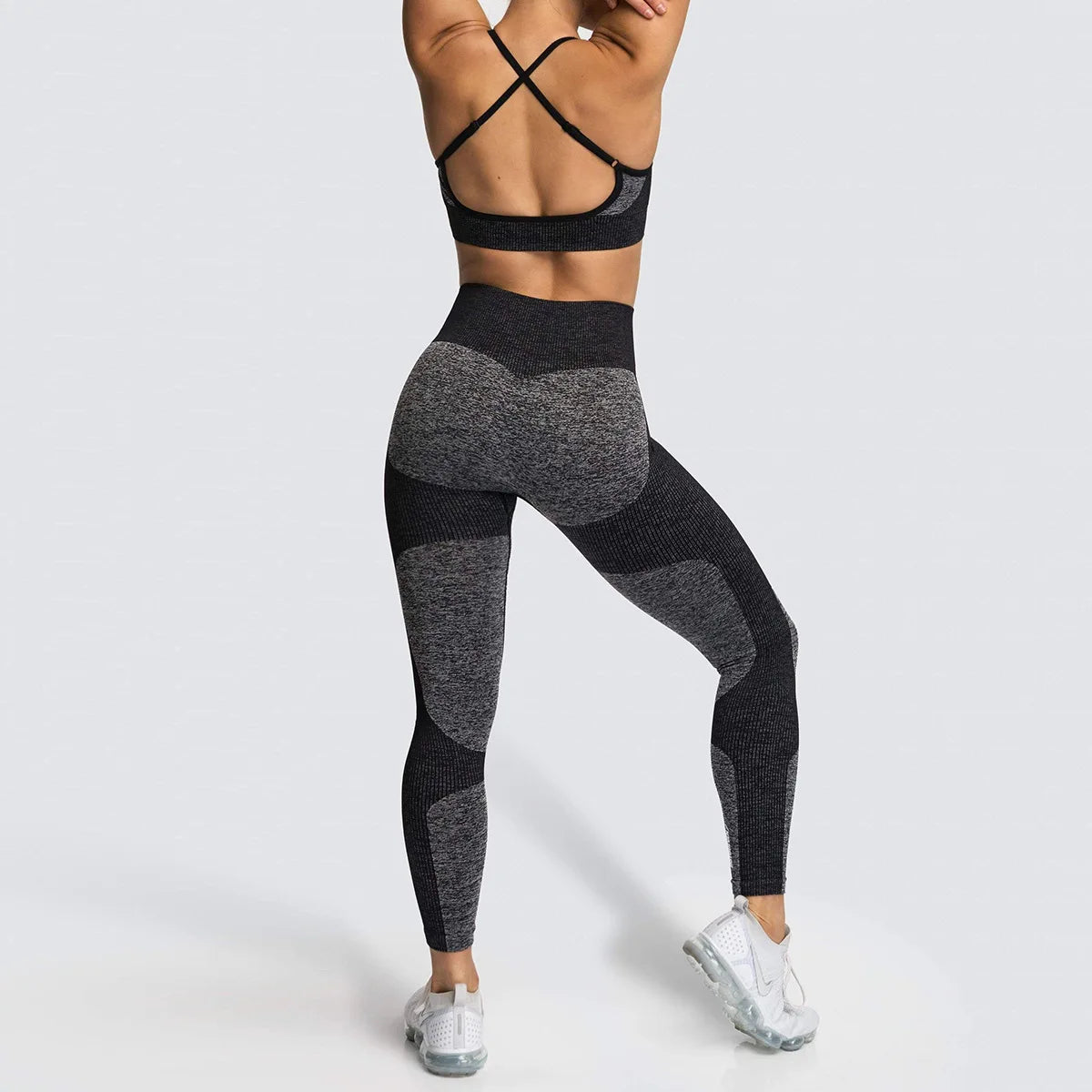 2pc/Set Seamless Yoga Set Women Fitness Clothing Sports Suits Sportswear Gym Leggings Padded Strappy Sports Bra Workout Set - IRON GODDESS