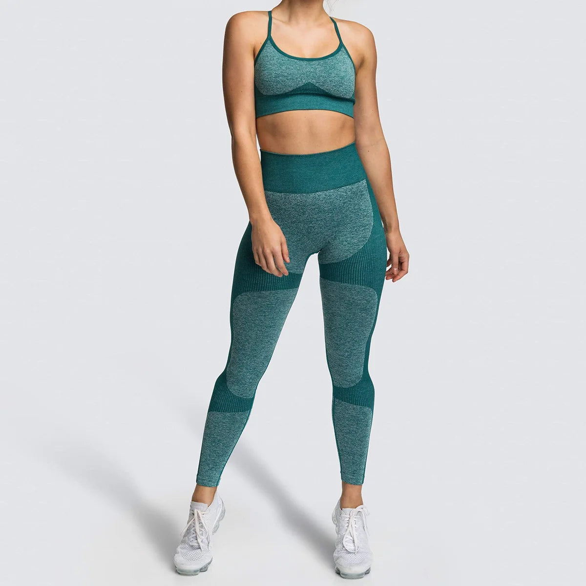 2pc/Set Seamless Yoga Set Women Fitness Clothing Sports Suits Sportswear Gym Leggings Padded Strappy Sports Bra Workout Set - IRON GODDESS