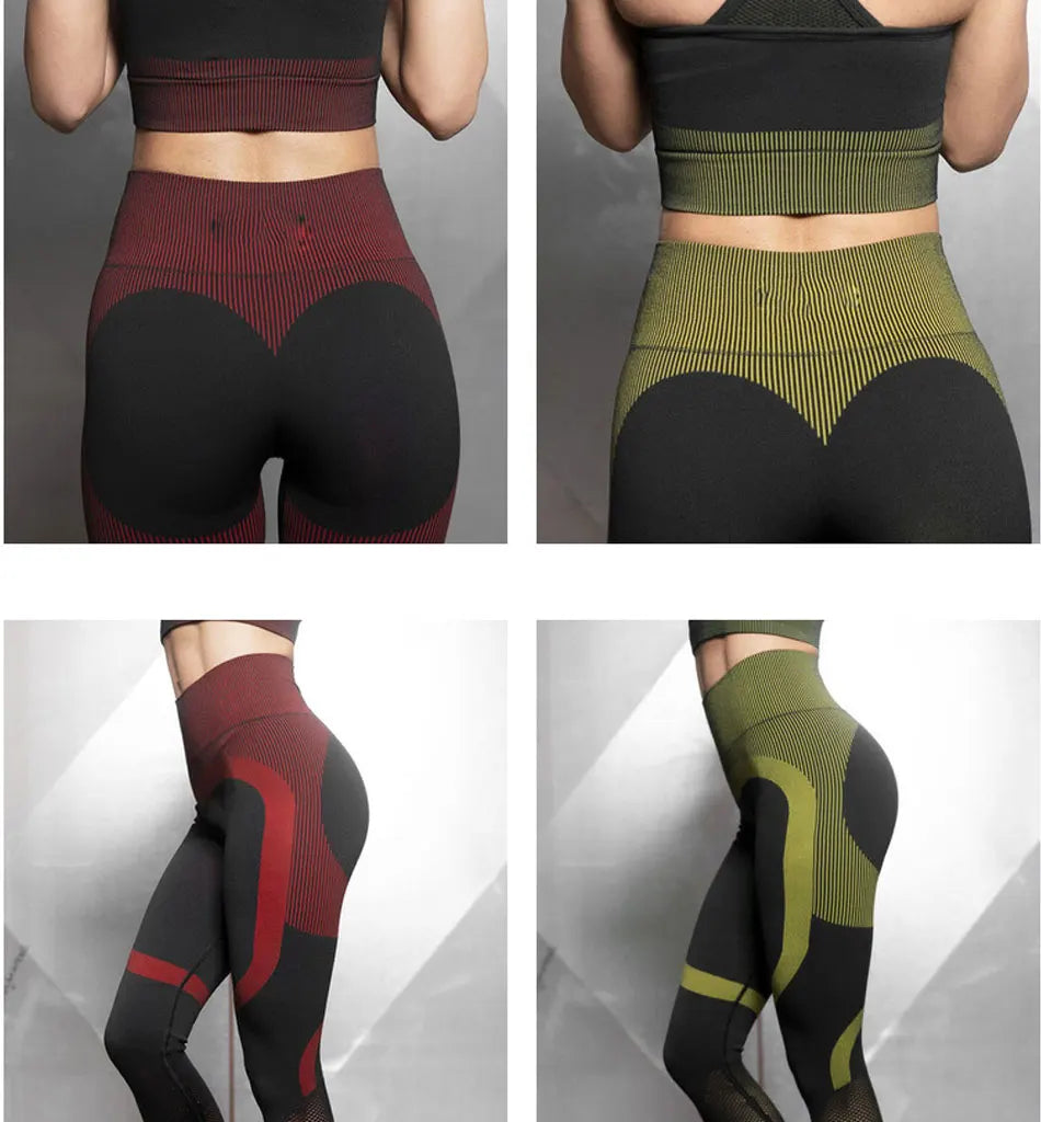 Women's Seamless Yoga Suit Sportswear Fitness Sport For Women Net Bra Gym Running Set Costume Yoga Sports High waist Leggings - IRON GODDESS