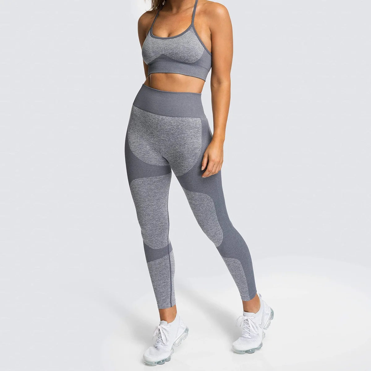 2pc/Set Seamless Yoga Set Women Fitness Clothing Sports Suits Sportswear Gym Leggings Padded Strappy Sports Bra Workout Set - IRON GODDESS