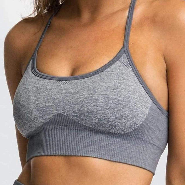 2pc/Set Seamless Yoga Set Women Fitness Clothing Sports Suits Sportswear Gym Leggings Padded Strappy Sports Bra Workout Set - IRON GODDESS