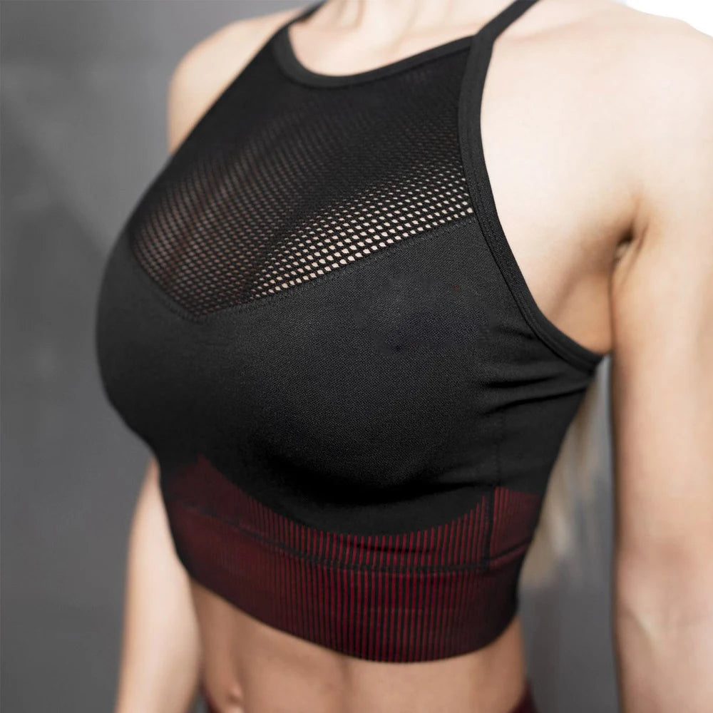 Women's Seamless Yoga Suit Sportswear Fitness Sport For Women Net Bra Gym Running Set Costume Yoga Sports High waist Leggings - IRON GODDESS
