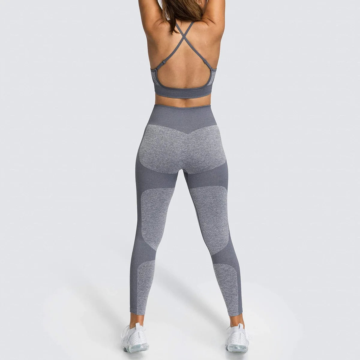 2pc/Set Seamless Yoga Set Women Fitness Clothing Sports Suits Sportswear Gym Leggings Padded Strappy Sports Bra Workout Set - IRON GODDESS