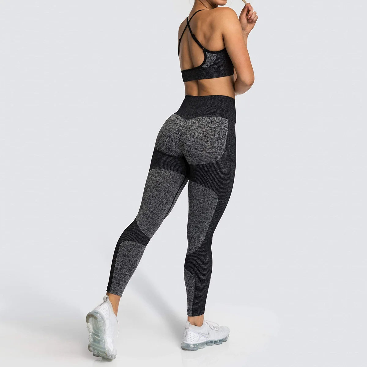 2pc/Set Seamless Yoga Set Women Fitness Clothing Sports Suits Sportswear Gym Leggings Padded Strappy Sports Bra Workout Set - IRON GODDESS