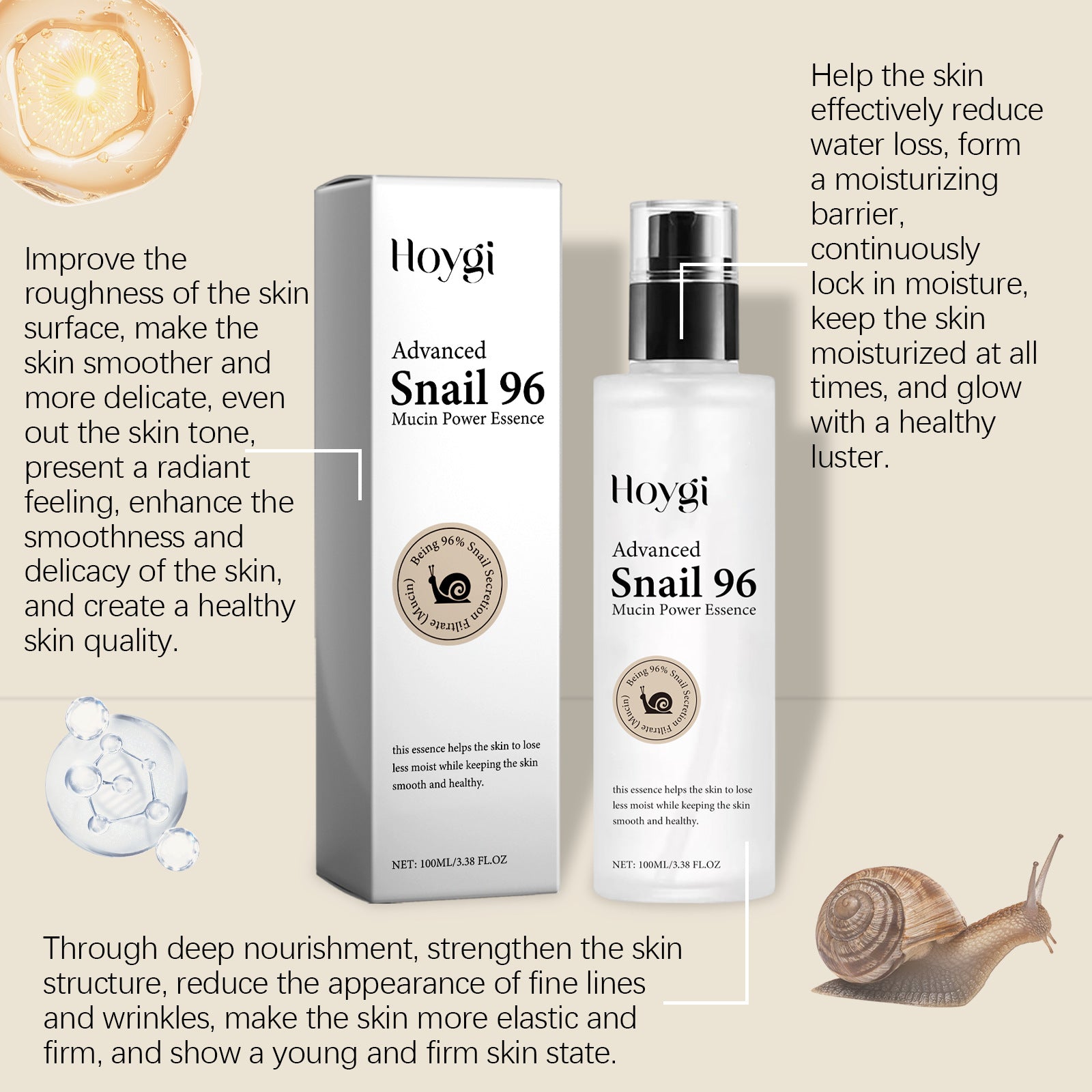 Hoygi Snail Mucin Hydrating Radiance Boosting Serum - IRON GODDESS