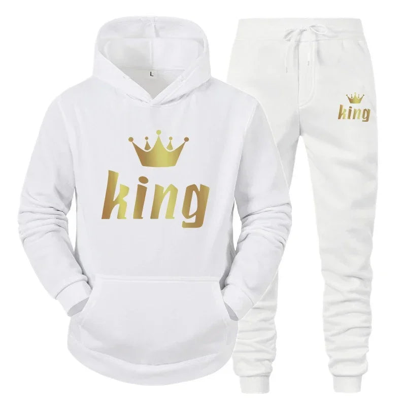 King  Queen Couple Tracksuit Hoodie Jogger Set - IRON GODDESS