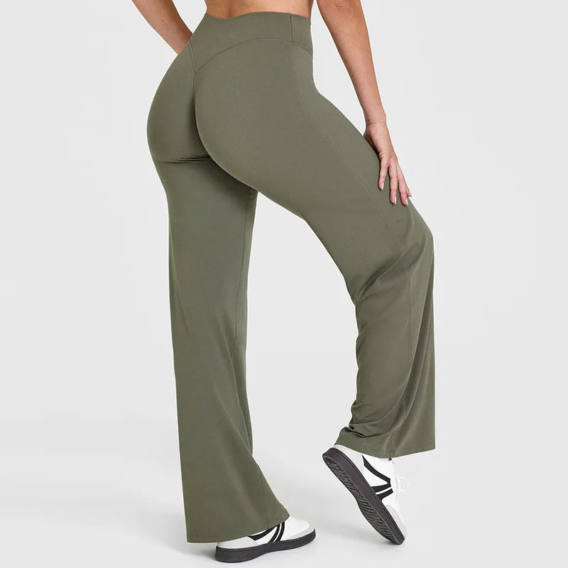 NCLAGEN Straight-Leg Pants Ultra Soft Butter Fabric Women's Mid-Waist Yoga Pants GYM Naked Feel Pilates Running Sport Trousers - IRON GODDESS
