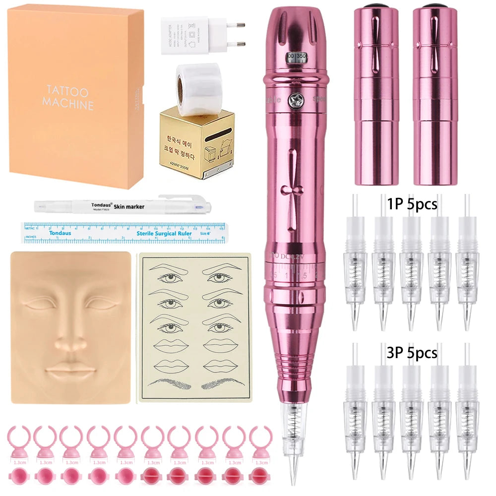 Wireless PMU Machine Permanent Makeup for Eyebrows Miroblading Eyeliner Lip Microshading Professional Rotary Tattoo Pen Gun Kit - IRON GODDESS