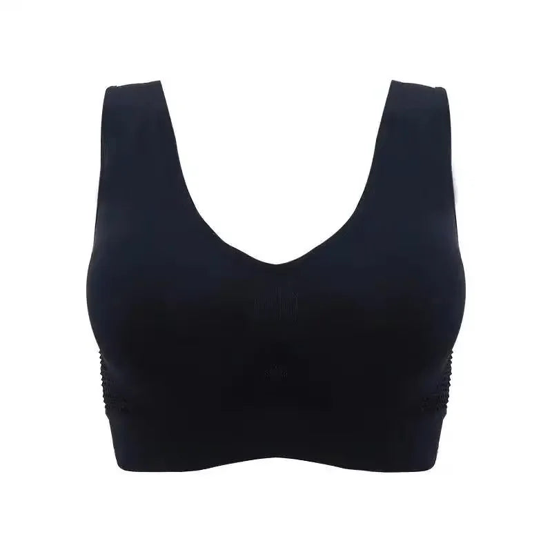 Mesh Hollowed-out Breathable Hole Sports Bra Sweat-absorbent Shockproof Pad Sports Top Gym Running Fitness Sports Top - IRON GODDESS