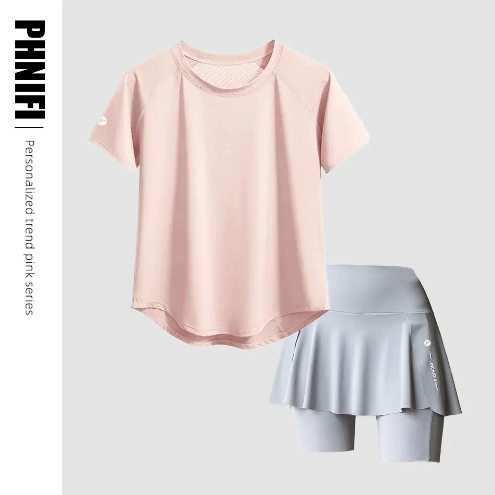 Brand Women Quick Dry Yoga Set Summer Lightweight Sport Outfit 2 in 1 Fitness Shorts Suit 2 Piece Running Sets Workout Clothes - IRON GODDESS