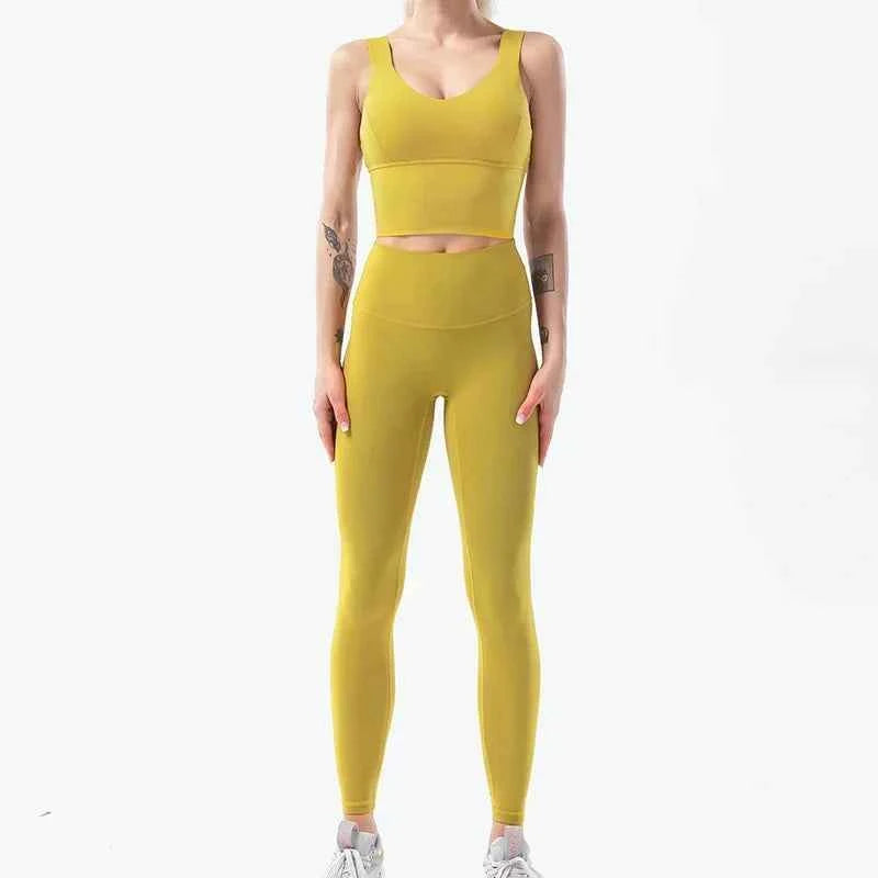 Naked-Feel Yoga Set Yoga Leggings Set Women Fitness Suit For Yoga Clothes High Waist Gym Sexy Sport Wear Outdoor Active Bras👚👚