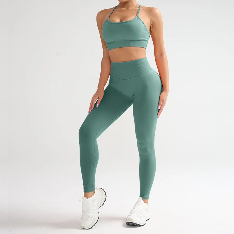 1/2PCS Yoga Sports Set Women's XS-XL Gym Workout Clothes Sports Bra Gym Leggings Super Stretch Fitness Suit Plus Size Sportswear - IRON GODDESS