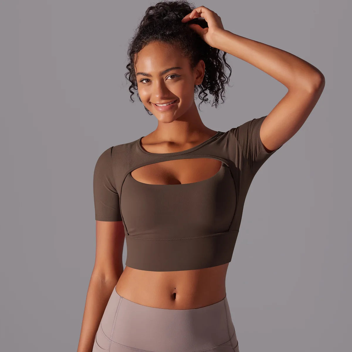 Yoga exercise set with women's mesh patchwork one piece asymmetric hollow sexy tight fitting sports and fitness yoga gym bra - IRON GODDESS