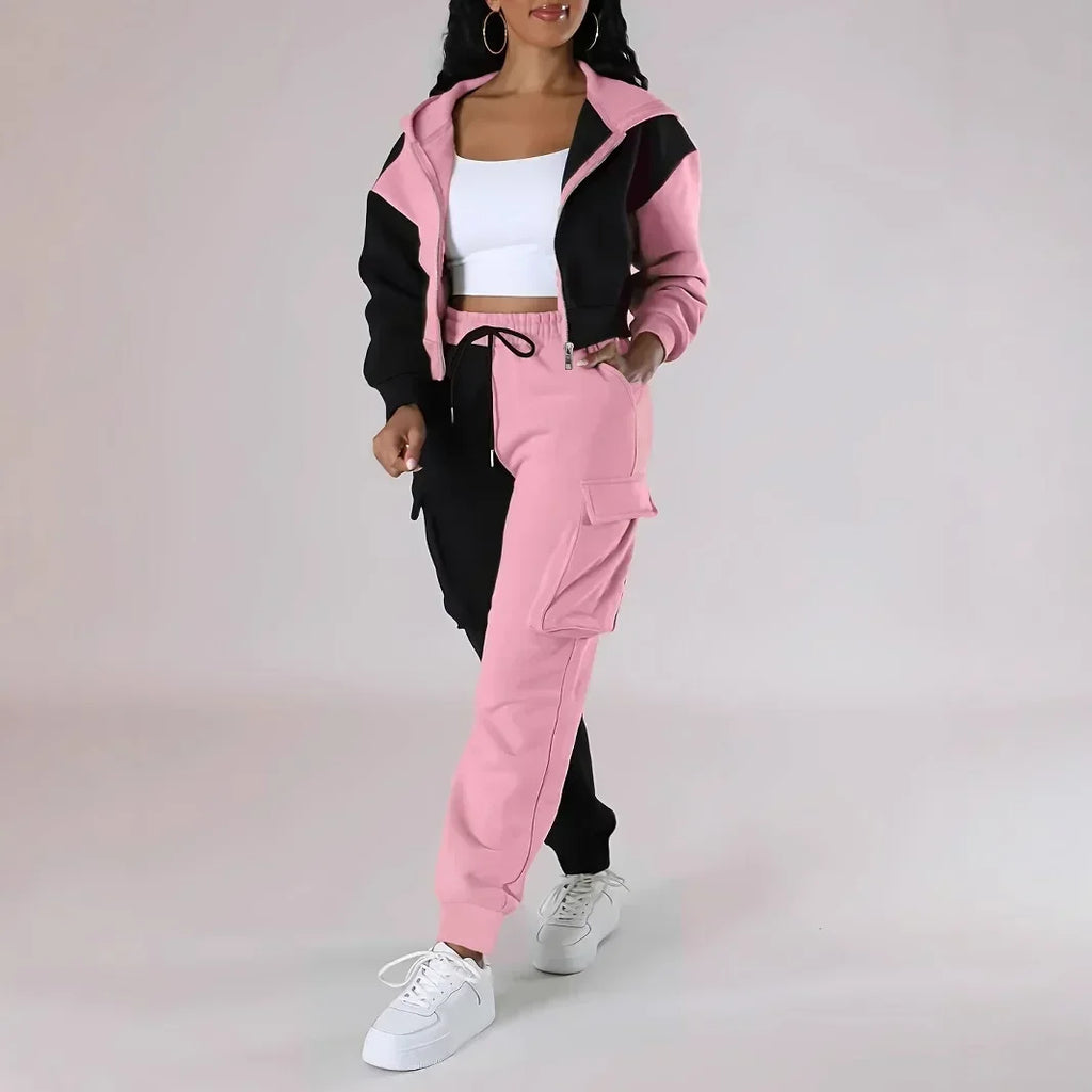 Womens Autumn Winter Hoodie  Cargo Pant Matching Set - IRON GODDESS