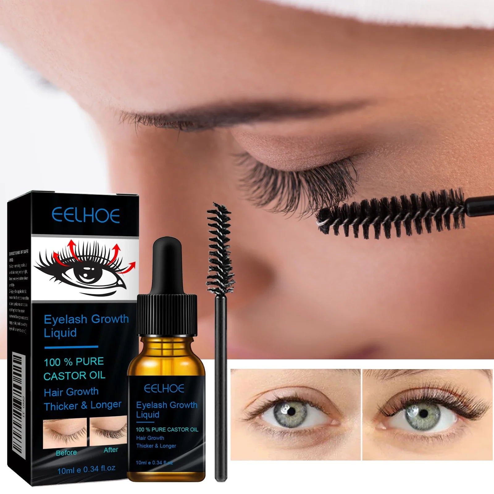 Eyebrows Natural Thick Slender Curl Curl Moist Natural Castor Oil Growth Liquid Serum Extension Eyelash Female Makeup Product - IRON GODDESS