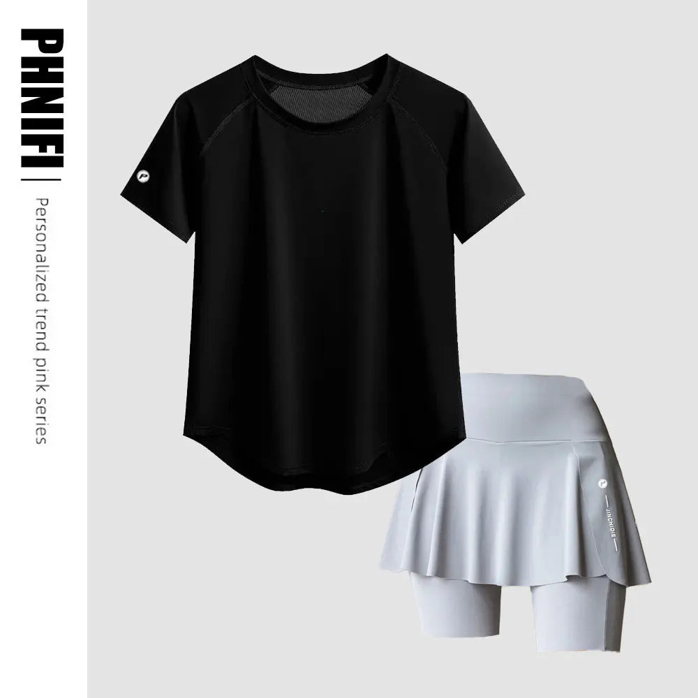 Brand Women Quick Dry Yoga Set Summer Lightweight Sport Outfit 2 in 1 Fitness Shorts Suit 2 Piece Running Sets Workout Clothes - IRON GODDESS