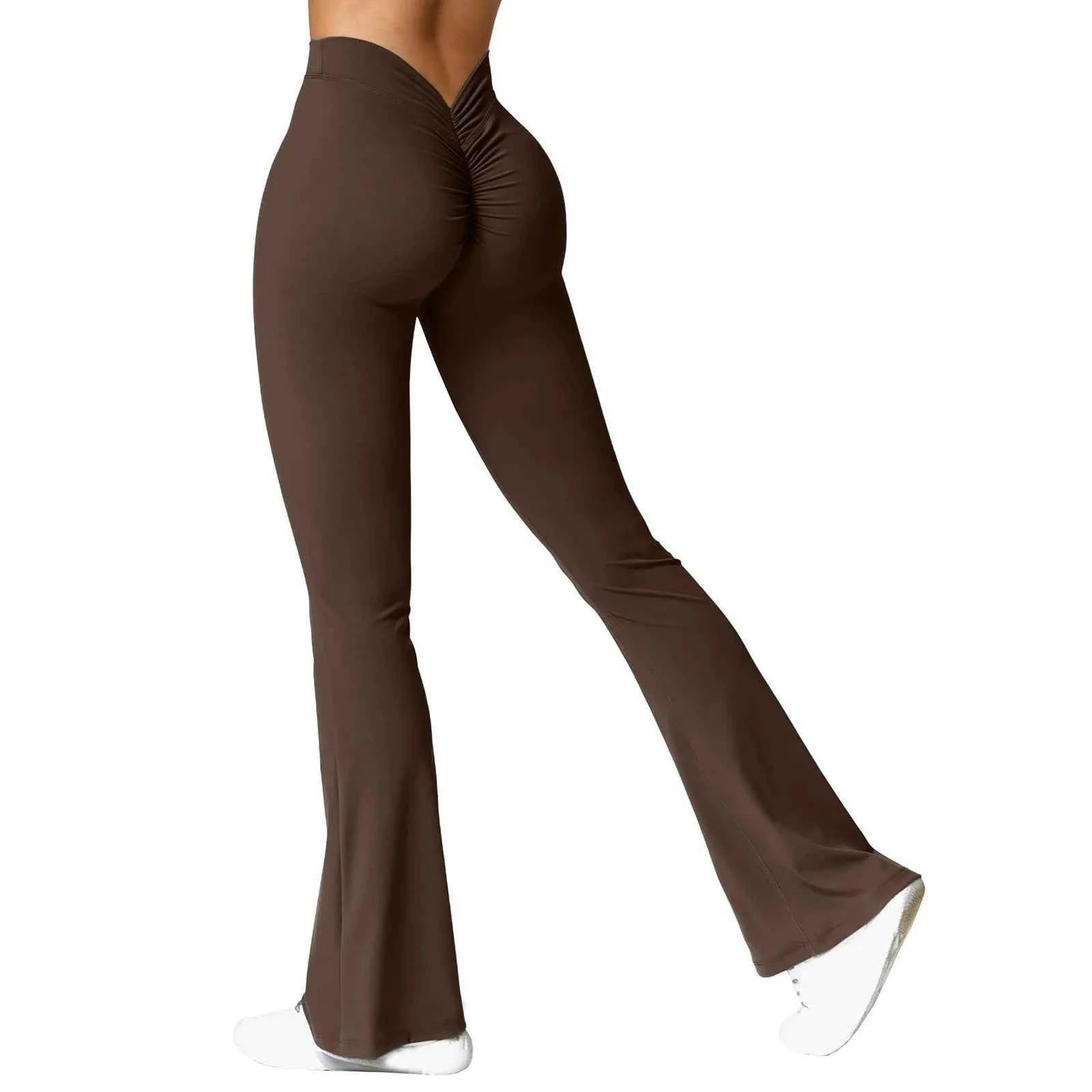 Sexy Yoga Flare Pants Women V-Cut Waist High Waist Push Up Butt Fitness Leggings Comfort Fit Gym Running Fashion Slim Leggings