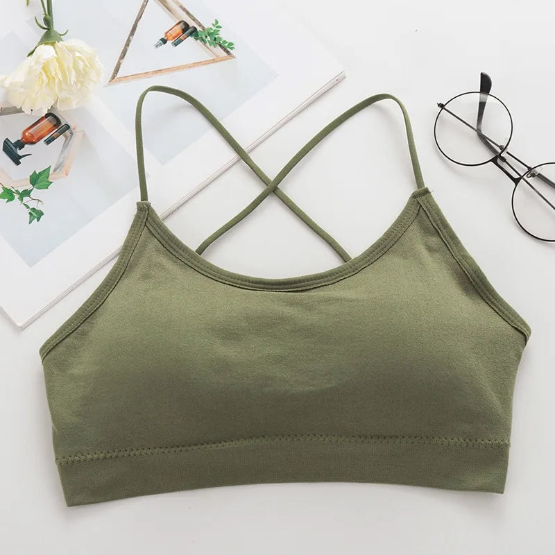 3PCS/Set Sports Bra Women's Cross Shoulder Strap Sports Bra Yoga Navel Top Gym Fitness Tube Top Breathable Beauty Sexy Bra Back - IRON GODDESS