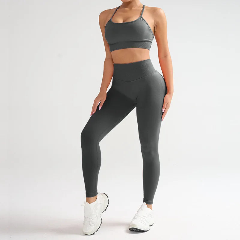 1/2PCS Yoga Sports Set Women's XS-XL Gym Workout Clothes Sports Bra Gym Leggings Super Stretch Fitness Suit Plus Size Sportswear - IRON GODDESS