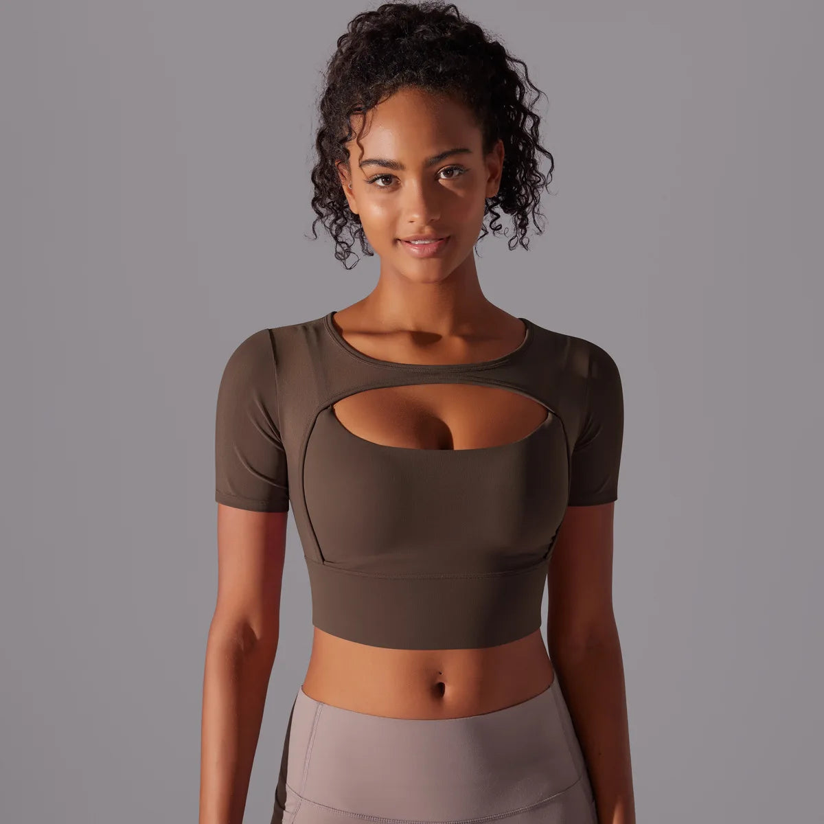 Yoga exercise set with women's mesh patchwork one piece asymmetric hollow sexy tight fitting sports and fitness yoga gym bra - IRON GODDESS