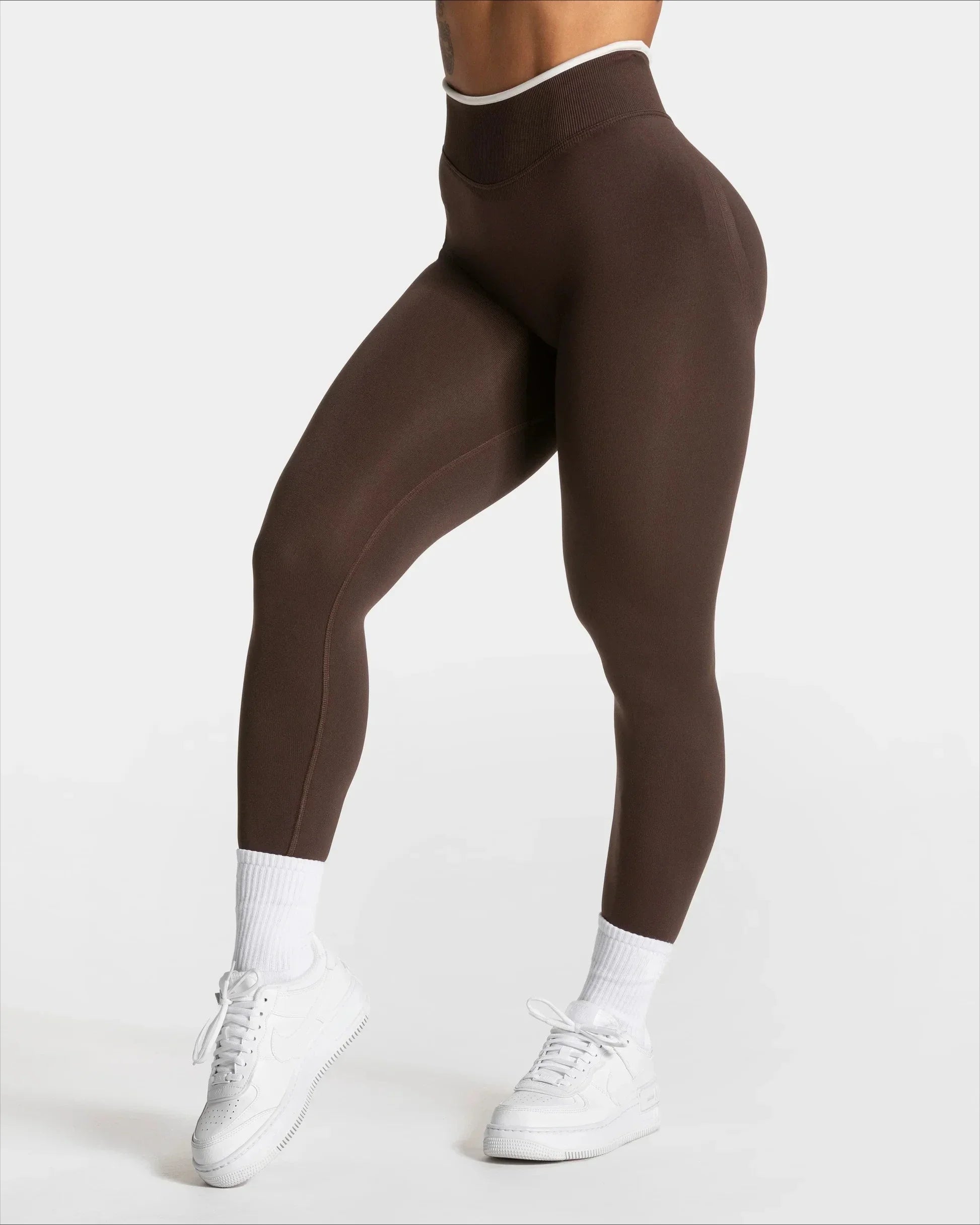White Edge Lift Seamless High Waist Yoga Leggings - IRON GODDESS