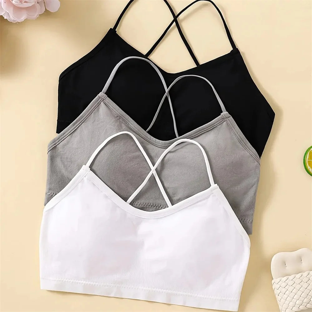3PCS/Set Sports Bra Women's Cross Shoulder Strap Sports Bra Yoga Navel Top Gym Fitness Tube Top Breathable Beauty Sexy Bra Back - IRON GODDESS