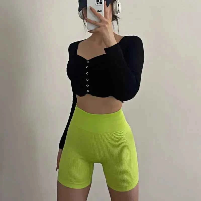 HighWaist Soft Yoga Workout Running Cycling Shorts
