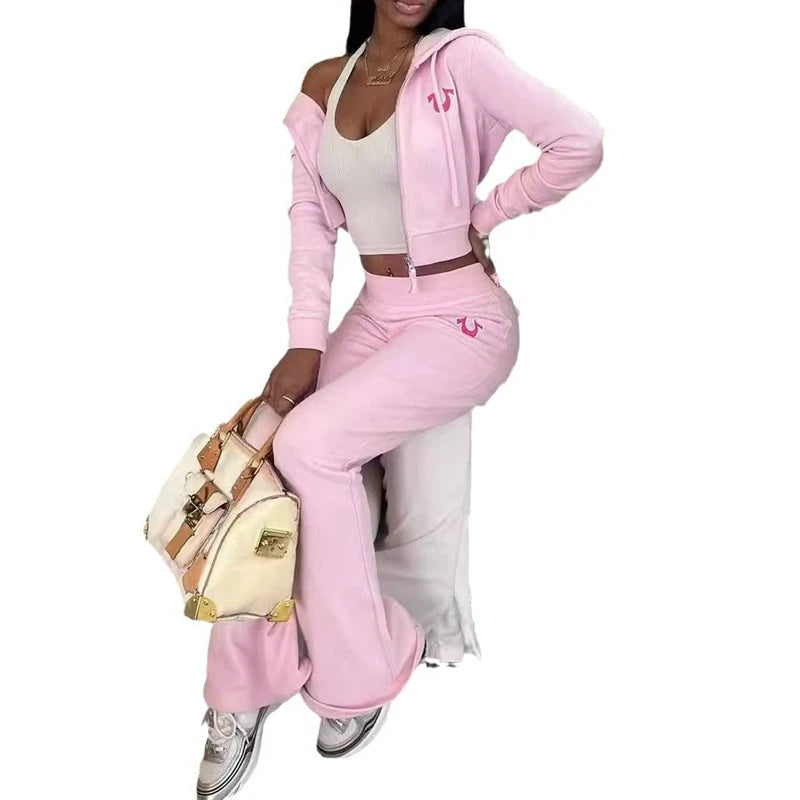 Stylish Lady 2025 Spring Hooded Sweatshirt  Pant Set - IRON GODDESS