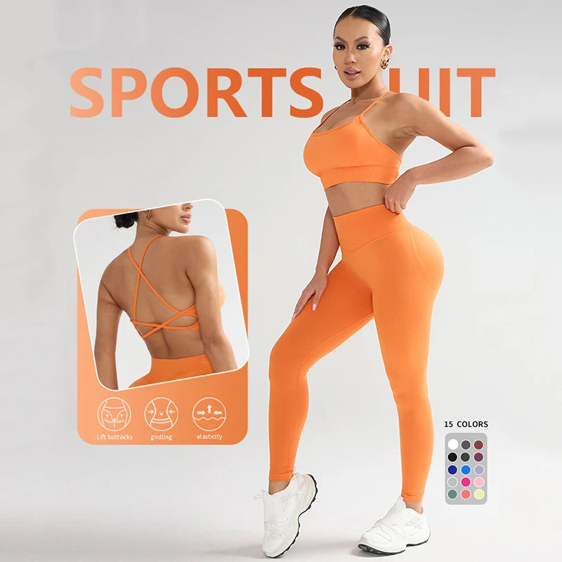 1/2PCS Yoga Sports Set Women's XS-XL Gym Workout Clothes Sports Bra Gym Leggings Super Stretch Fitness Suit Plus Size Sportswear - IRON GODDESS