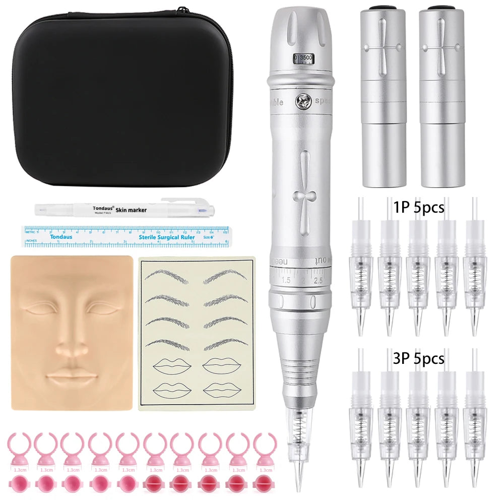 Wireless PMU Machine Permanent Makeup for Eyebrows Miroblading Eyeliner Lip Microshading Professional Rotary Tattoo Pen Gun Kit - IRON GODDESS