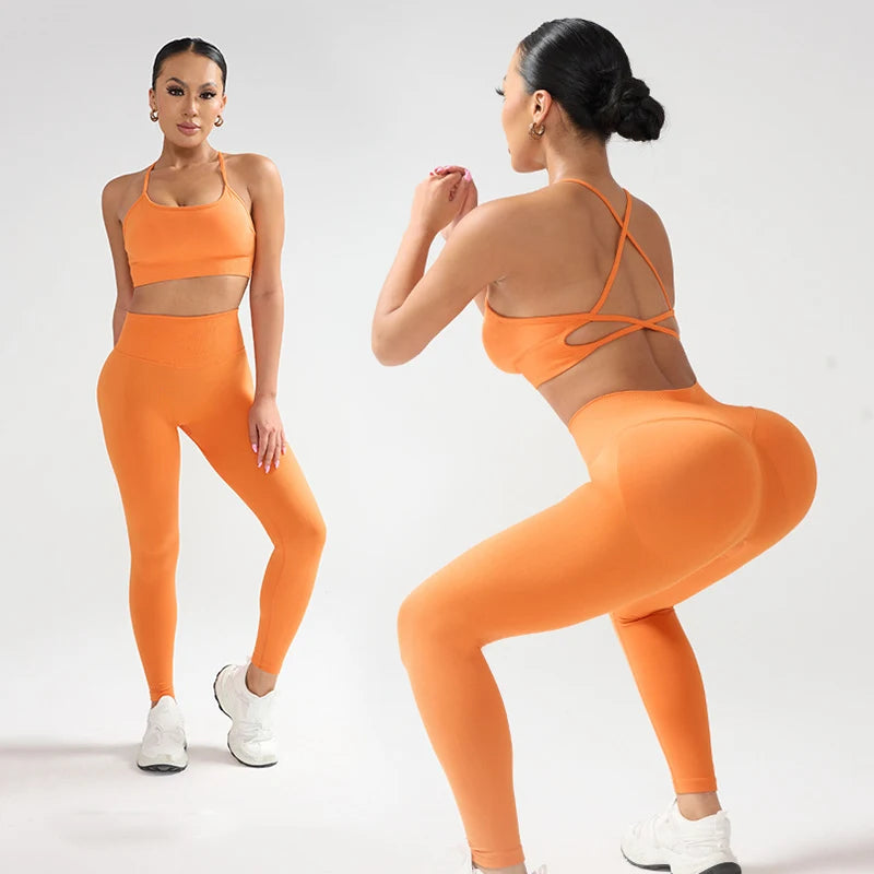 1/2PCS Yoga Sports Set Women's XS-XL Gym Workout Clothes Sports Bra Gym Leggings Super Stretch Fitness Suit Plus Size Sportswear - IRON GODDESS