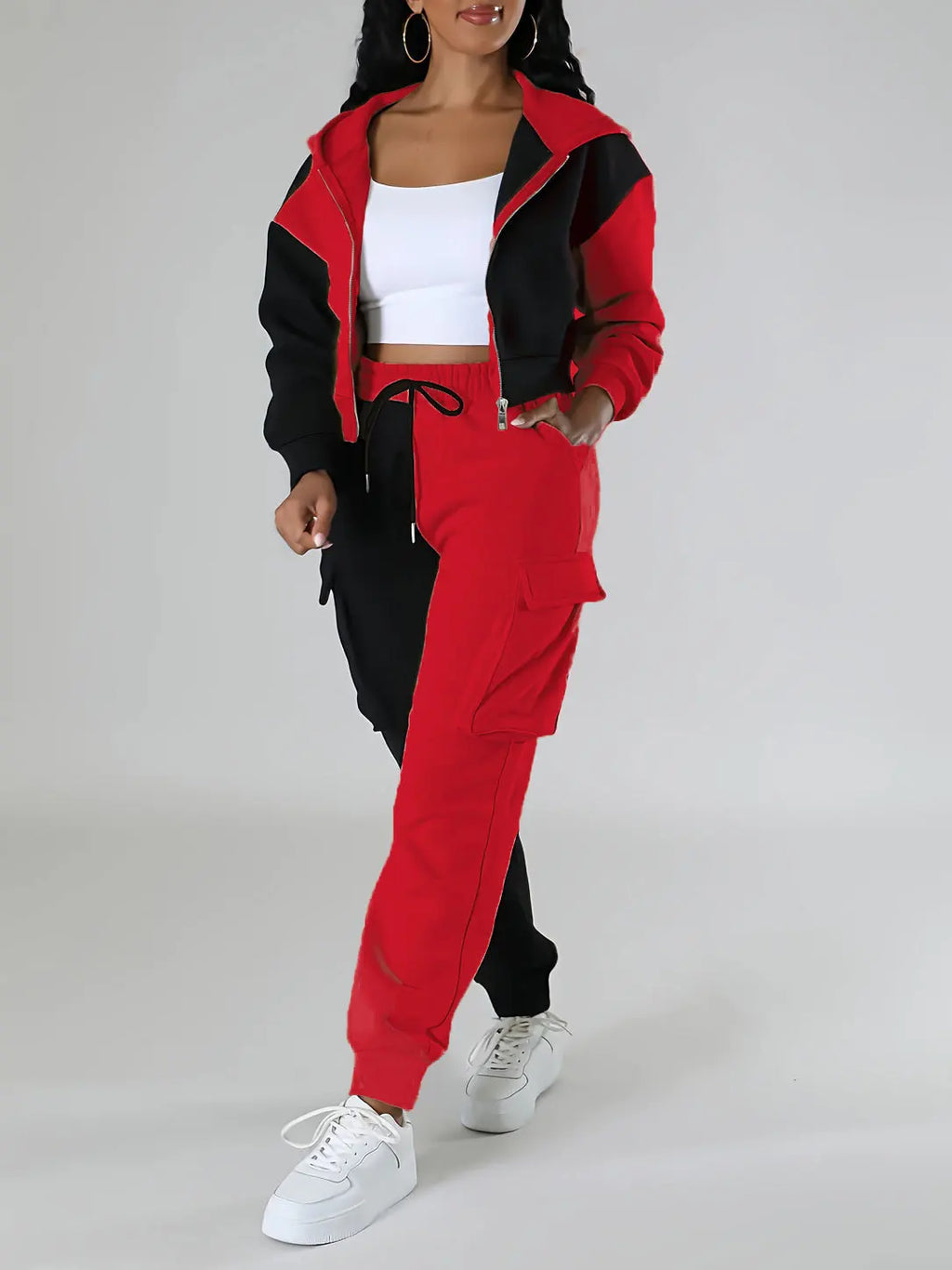 Womens Autumn Winter Hoodie  Cargo Pant Matching Set - IRON GODDESS